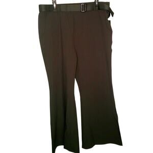Mono B Women's 1XL Belted High-waisted Flare Athleisure Black Pants NEW
